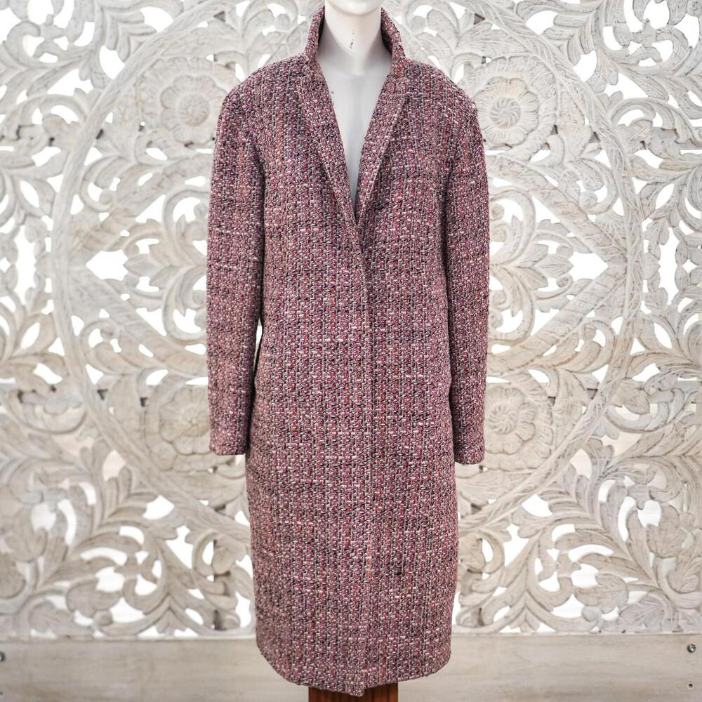 Alfani Woman 14W Pink Tweed Wool Blend Long Coat Lined Midweight Bulgaria Made